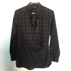 All Saints button up plaid top size O or XS